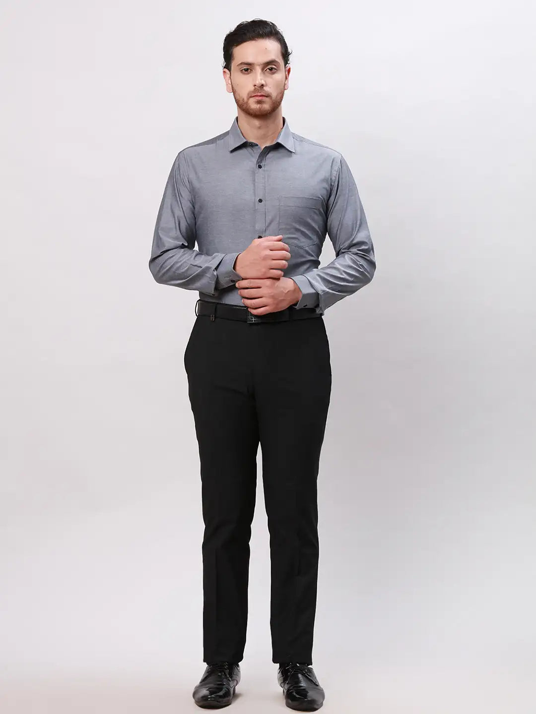 Men Blue Slim Fit Fil-A-Fil Cotton Shirts