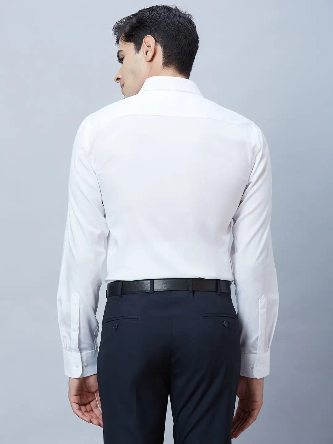 Men White Slim Fit Twill Cotton Shirts
