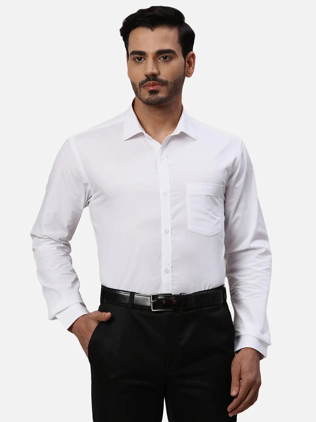 Men Petrol Slim Fit Solid Cotton Shirts
