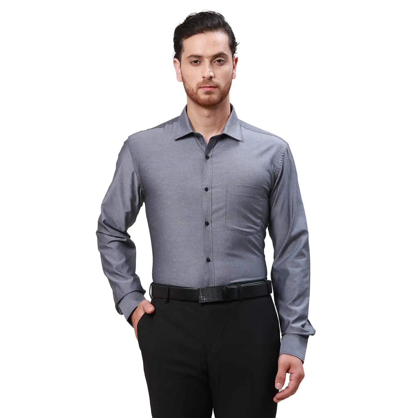 Men Violet Slim Fit Solid  Cotton   Shirts