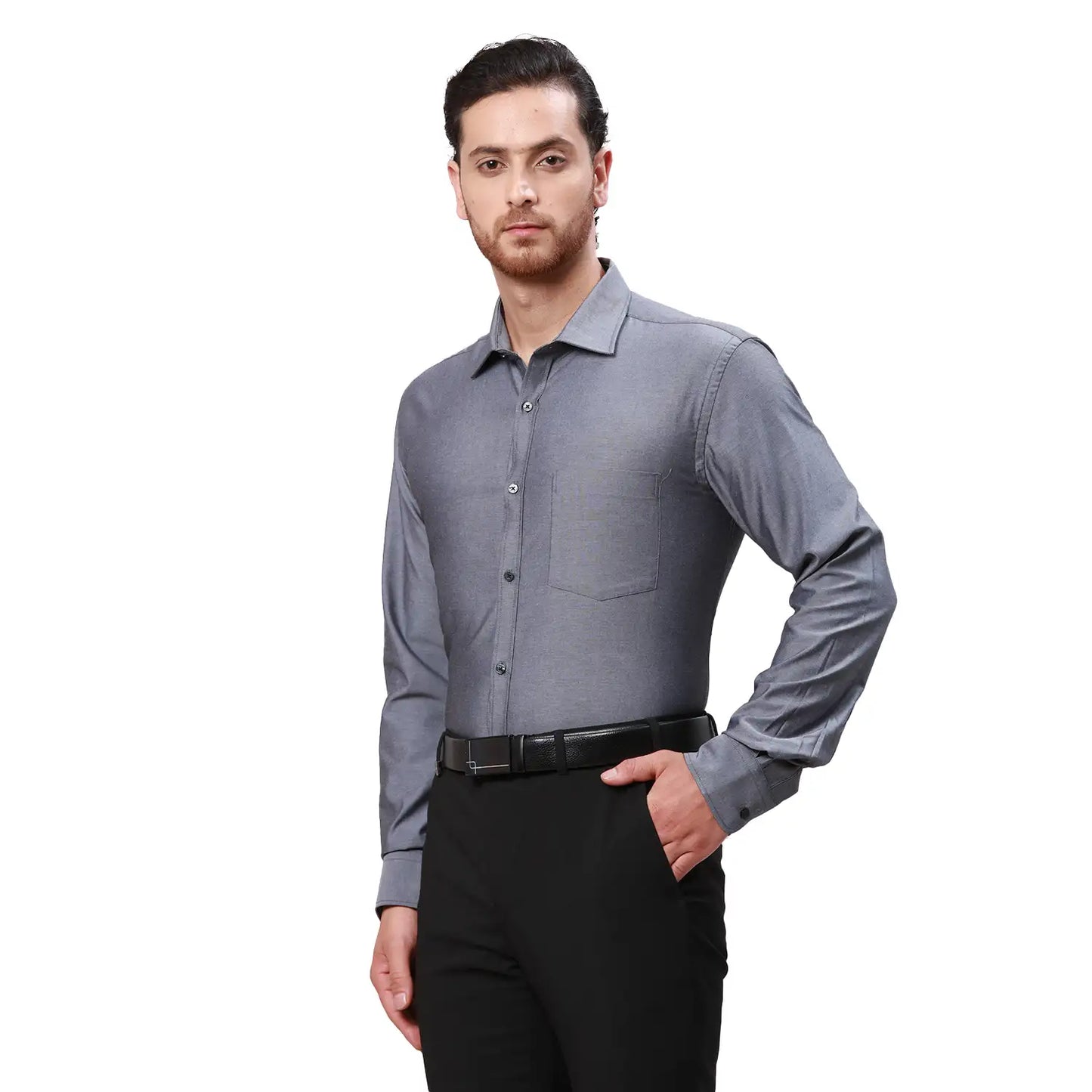 Men Violet Slim Fit Solid  Cotton   Shirts