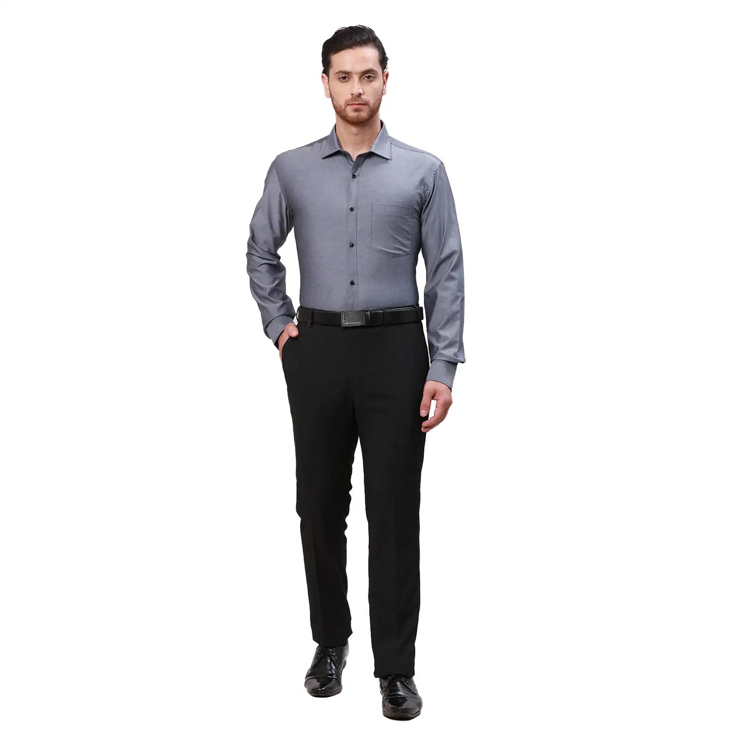 Men Violet Slim Fit Solid  Cotton   Shirts