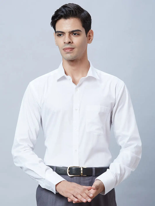 Men Blue Slim Fit Structure Cotton Shirts