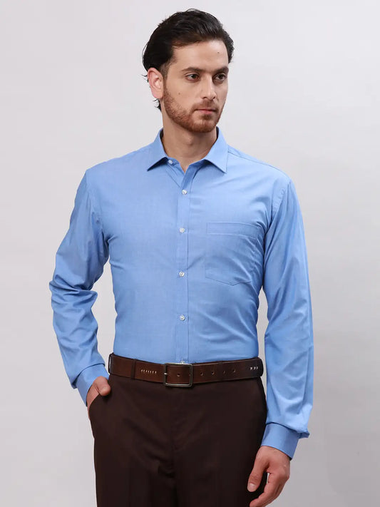 Men Grey Slim Fit Fil-A-Fil Cotton Shirts