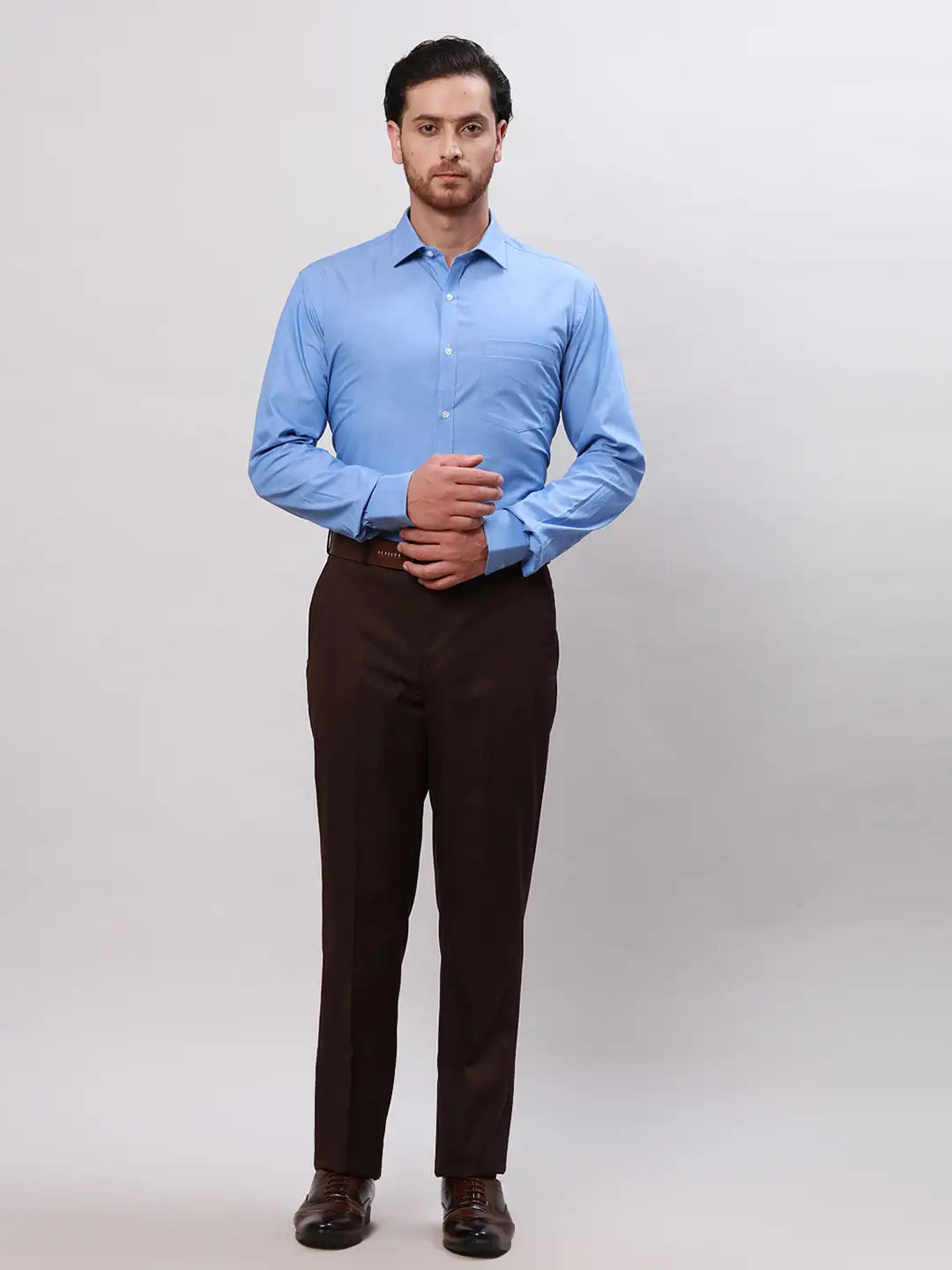 Men Grey Slim Fit Fil-A-Fil Cotton Shirts