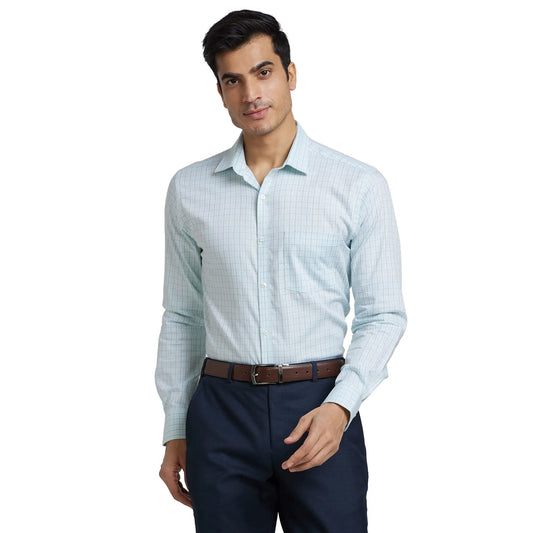 Men Slim Fit Light Green Shirt