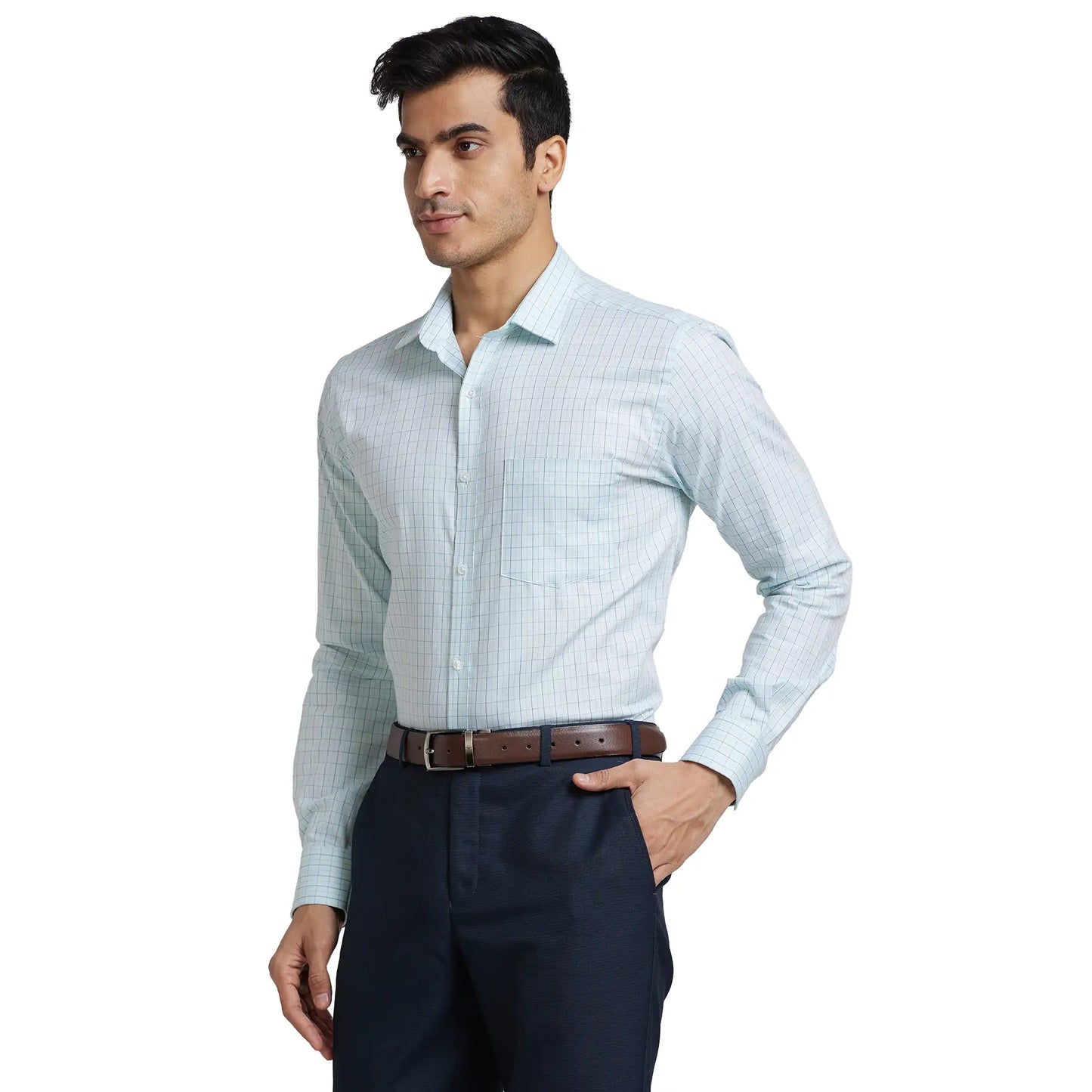 Men Slim Fit Light Green Shirt