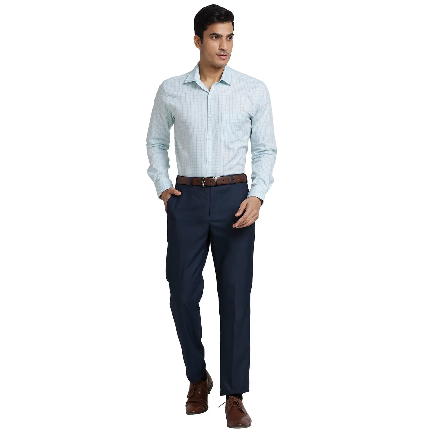 Men Slim Fit Light Green Shirt