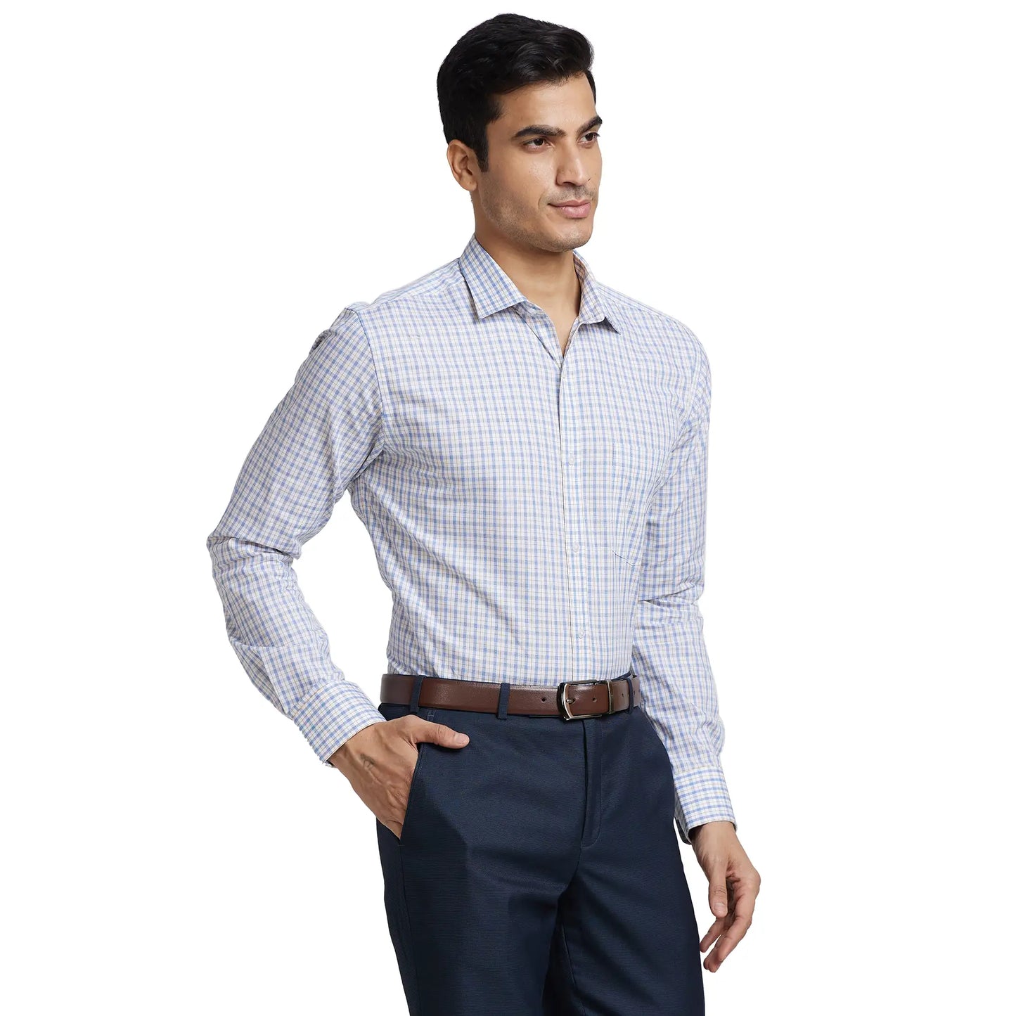 Men Slim Fit Light Green Shirt