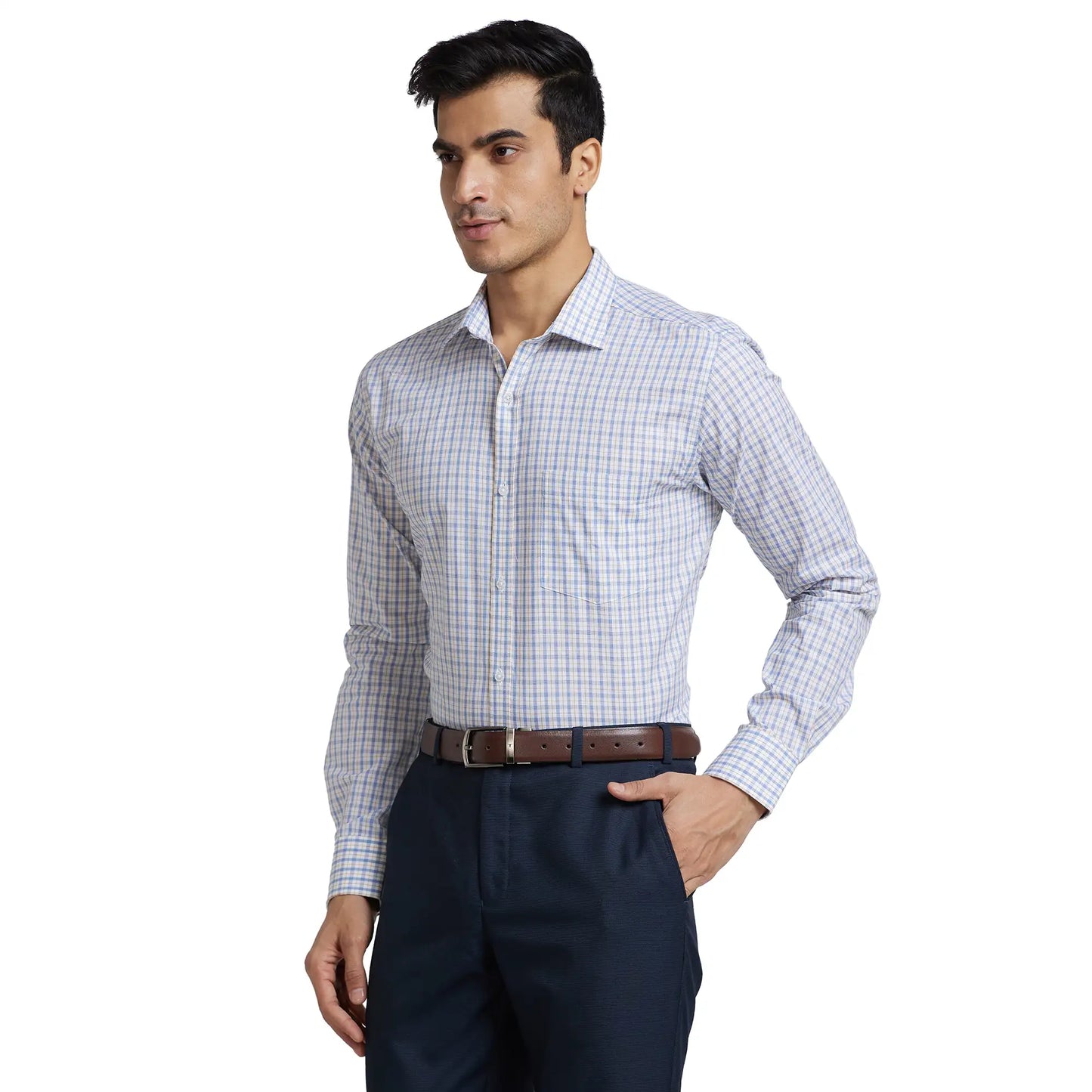 Men Slim Fit Light Green Shirt