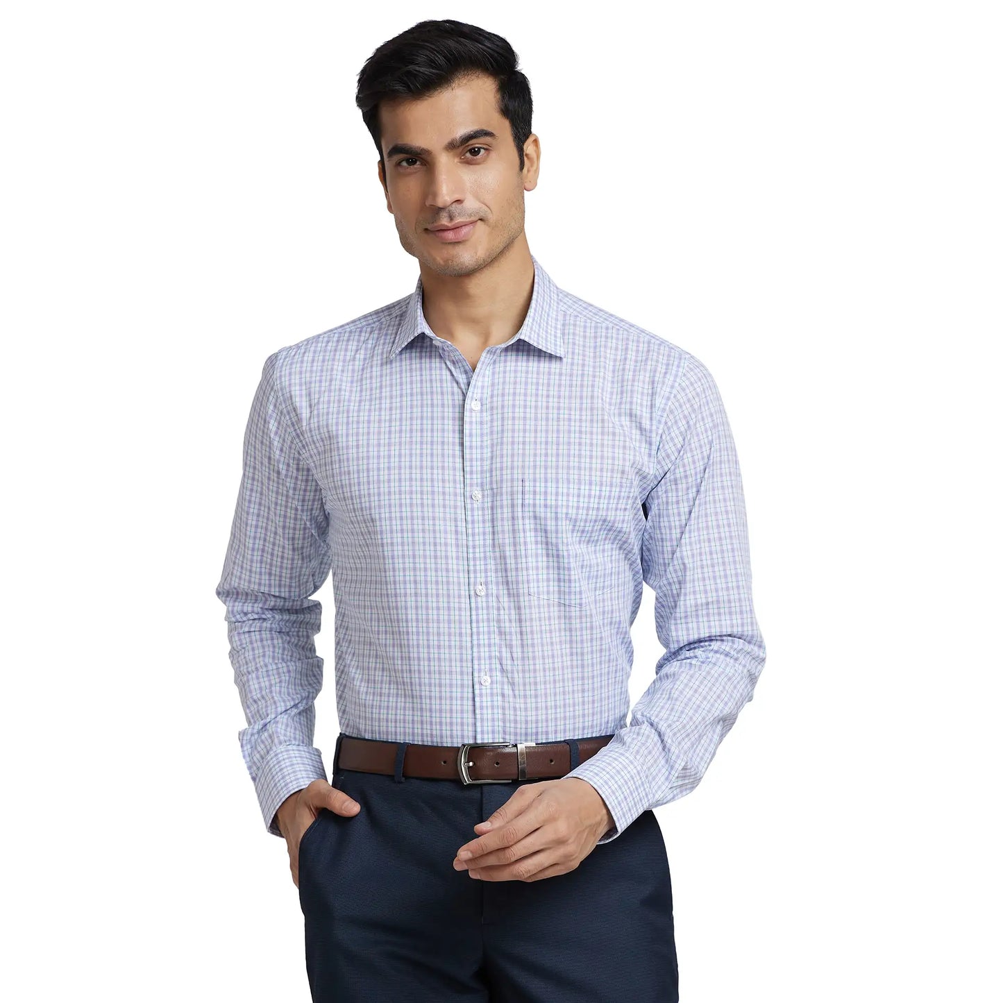 Men Slim Fit Light Blue Shirt