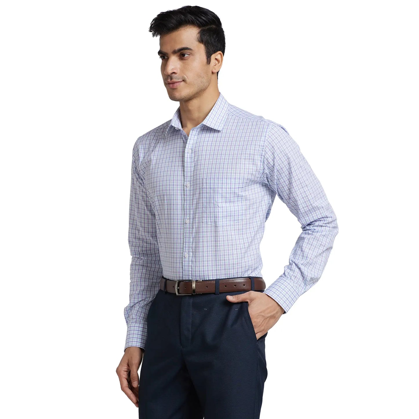 Men Slim Fit Light Blue Shirt