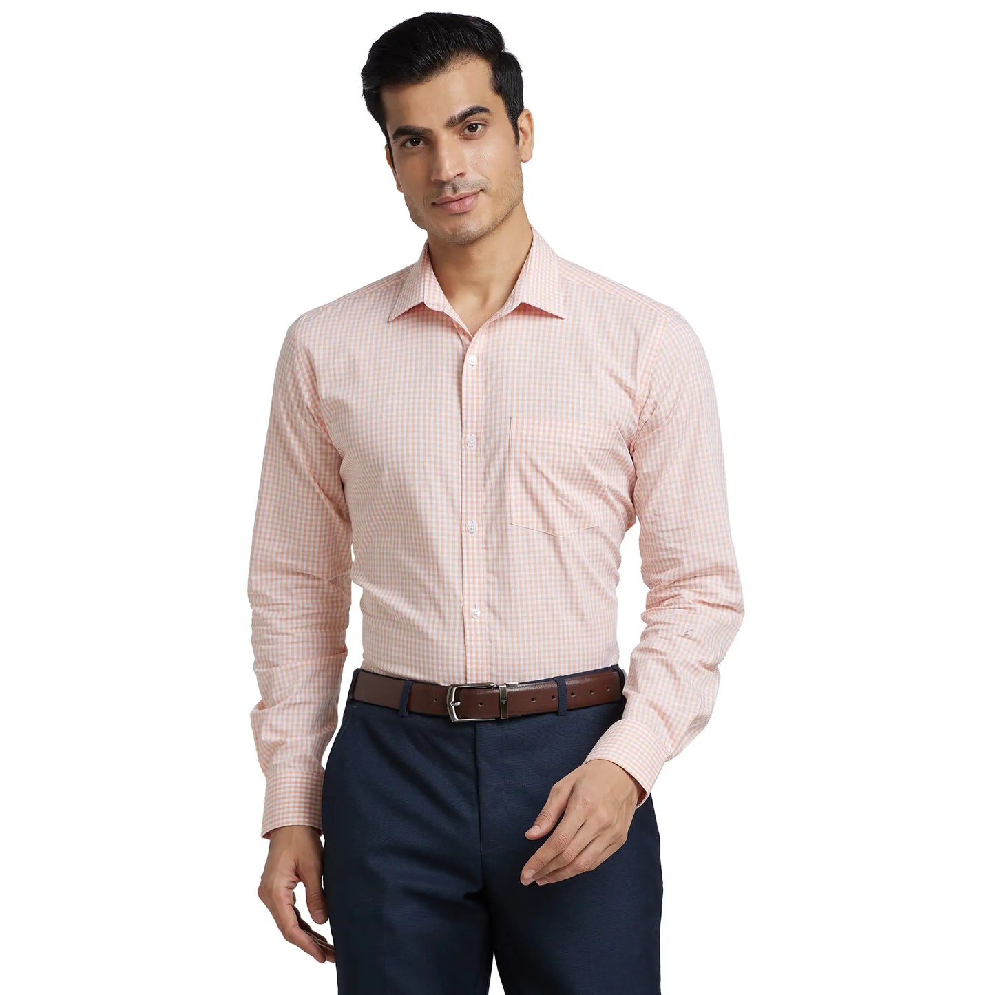 Men Slim Fit Light Fawn Shirt
