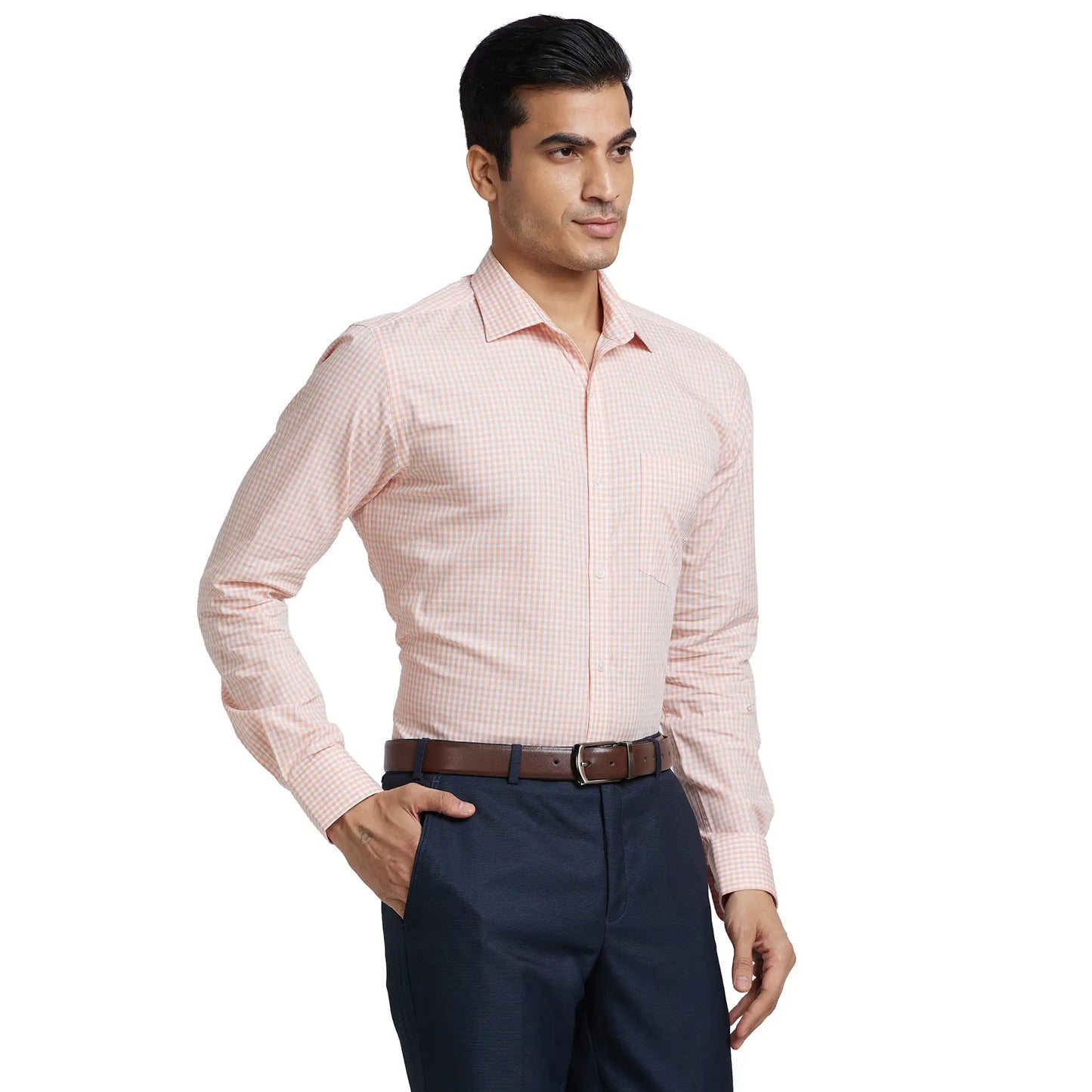 Men Slim Fit Light Fawn Shirt
