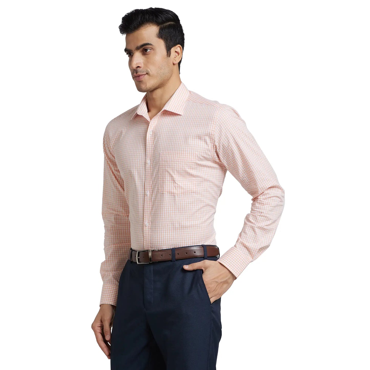 Men Slim Fit Light Fawn Shirt