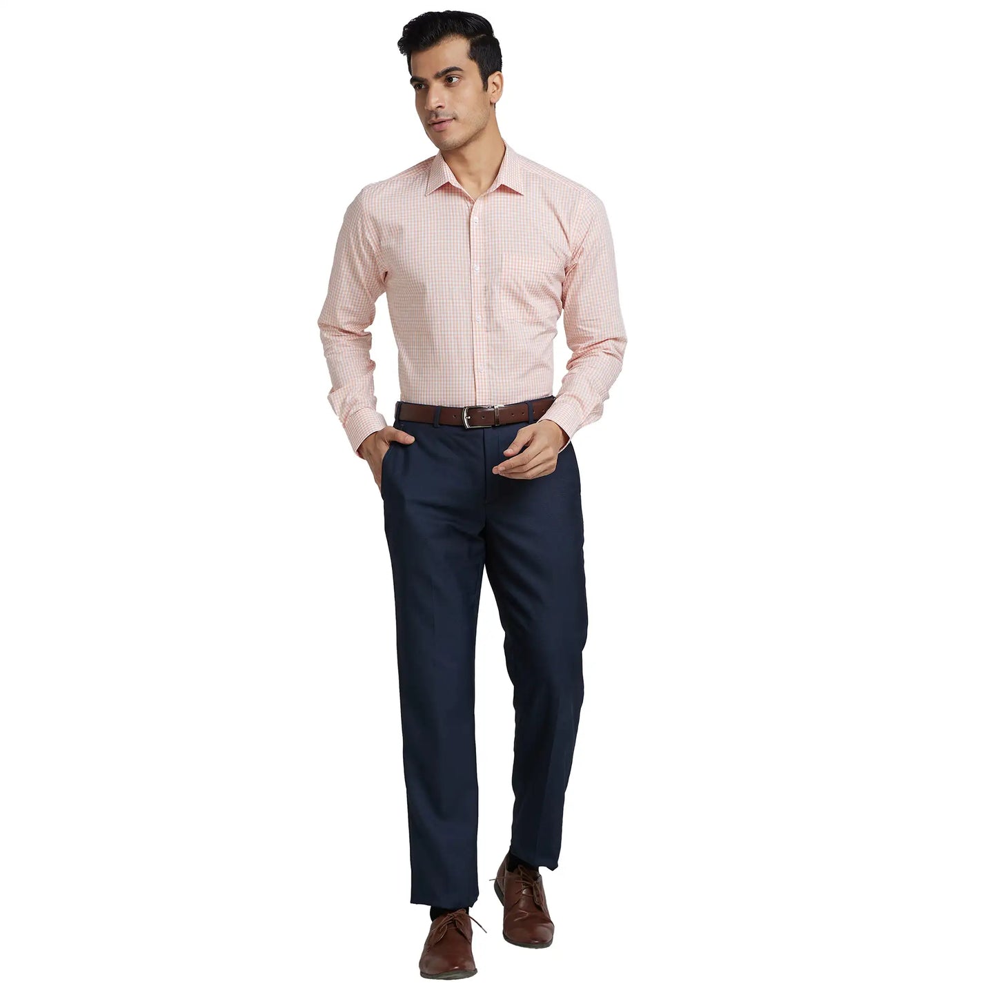 Men Slim Fit Light Fawn Shirt