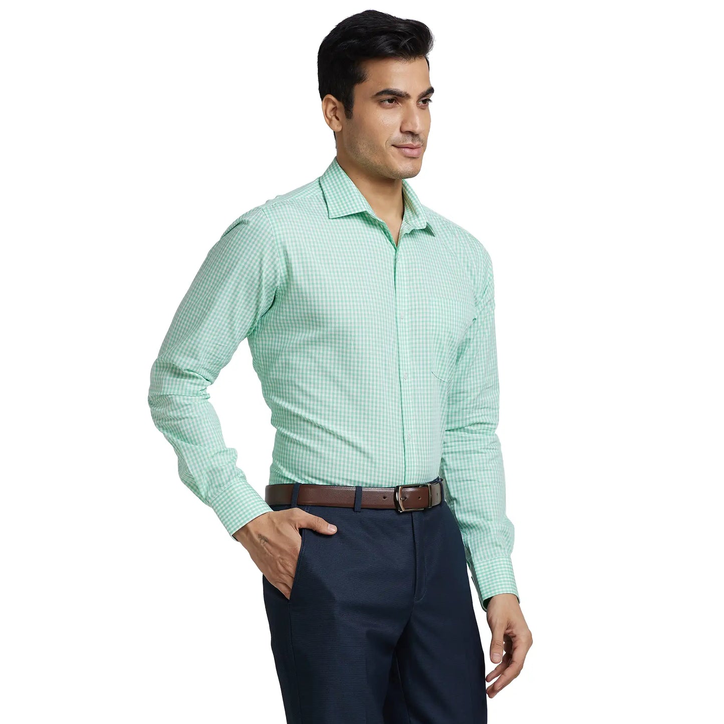 Men Slim Fit Green Shirt