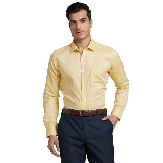 Men Slim Fit Light Fawn Shirt