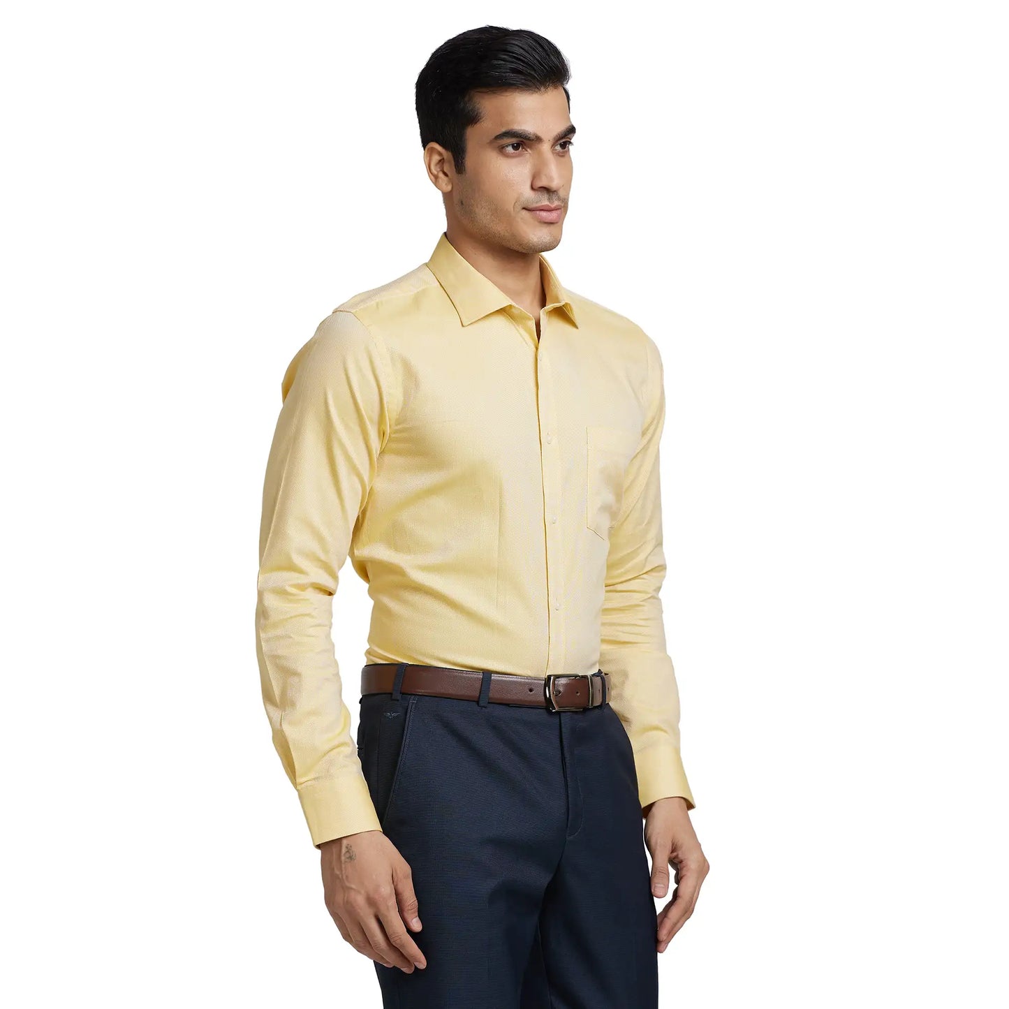 Men Slim Fit Light Fawn Shirt