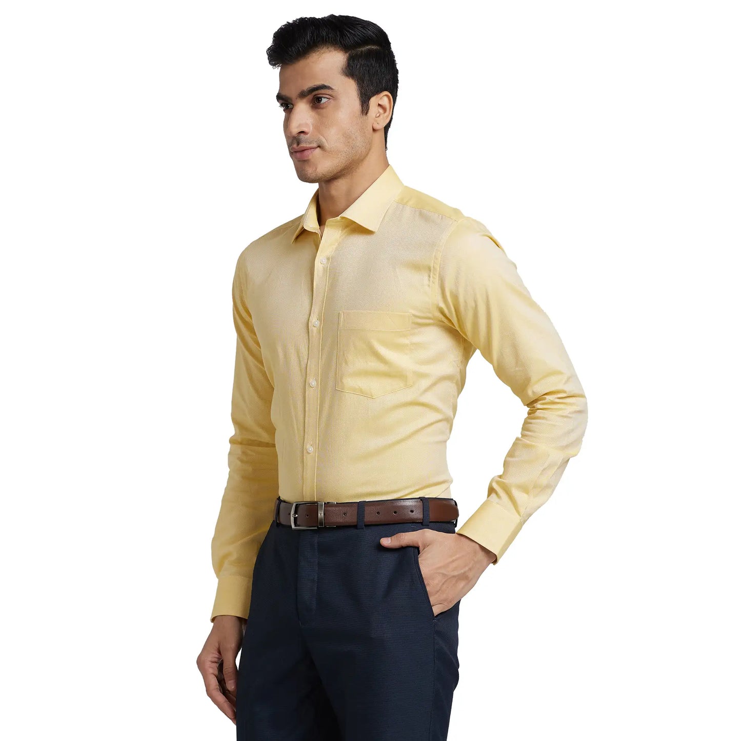Men Slim Fit Light Fawn Shirt