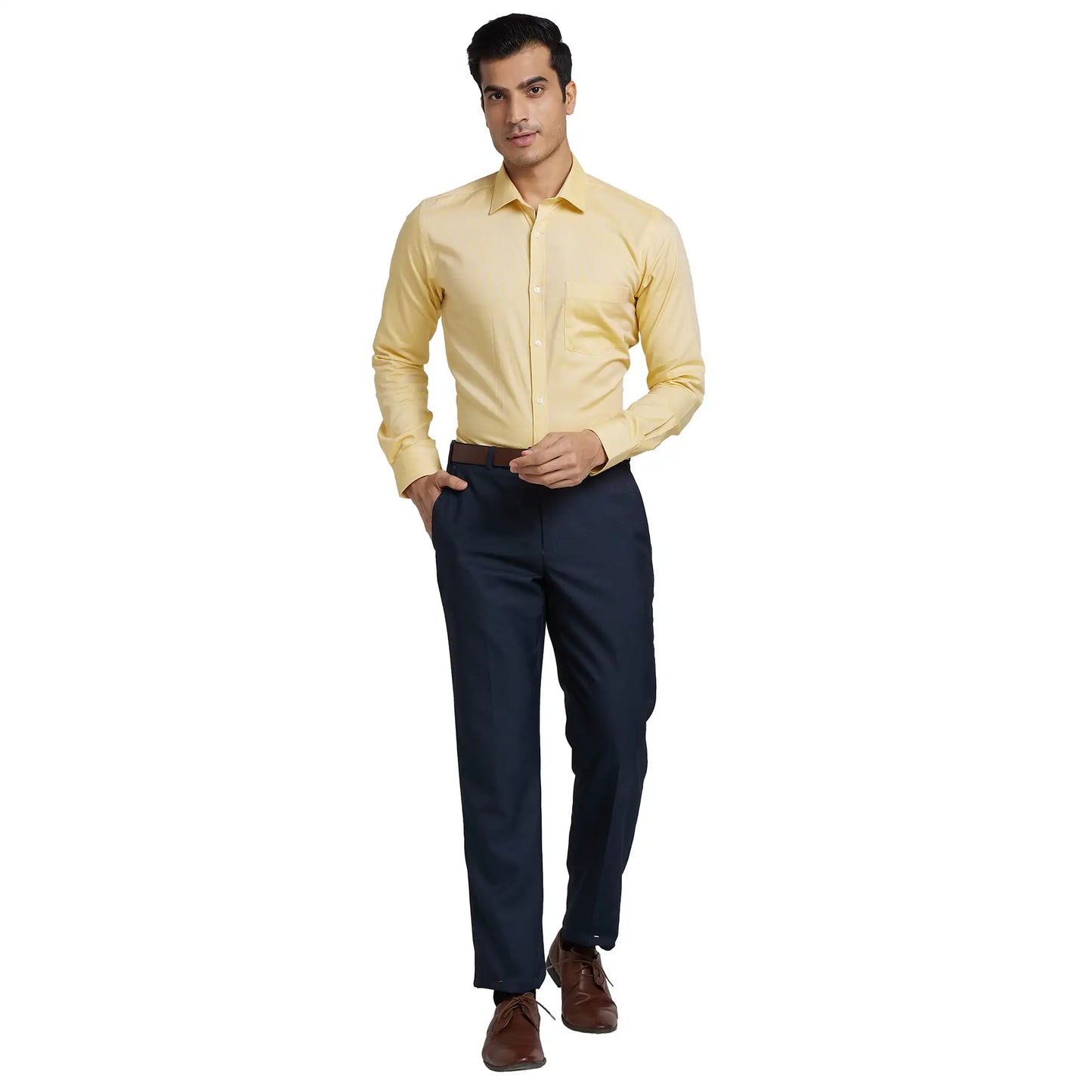 Men Slim Fit Light Fawn Shirt