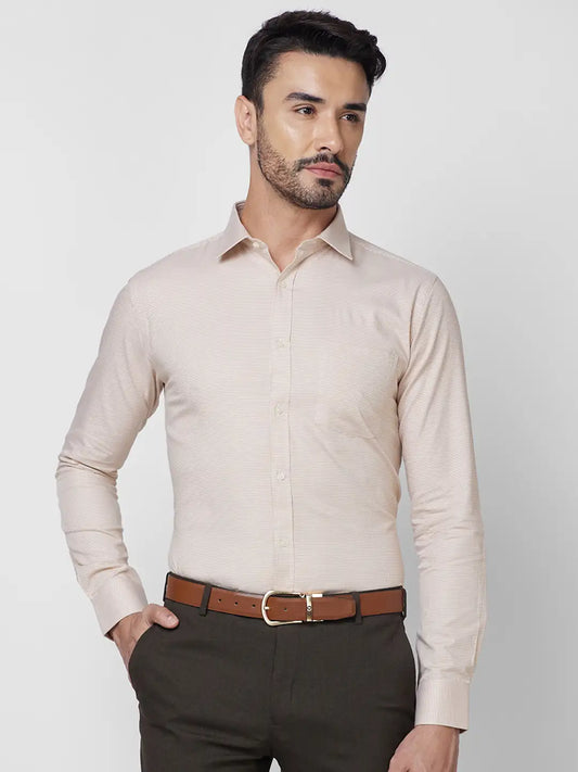 Park Avenue Men Grey Structure Slim Fit Cotton Shirt