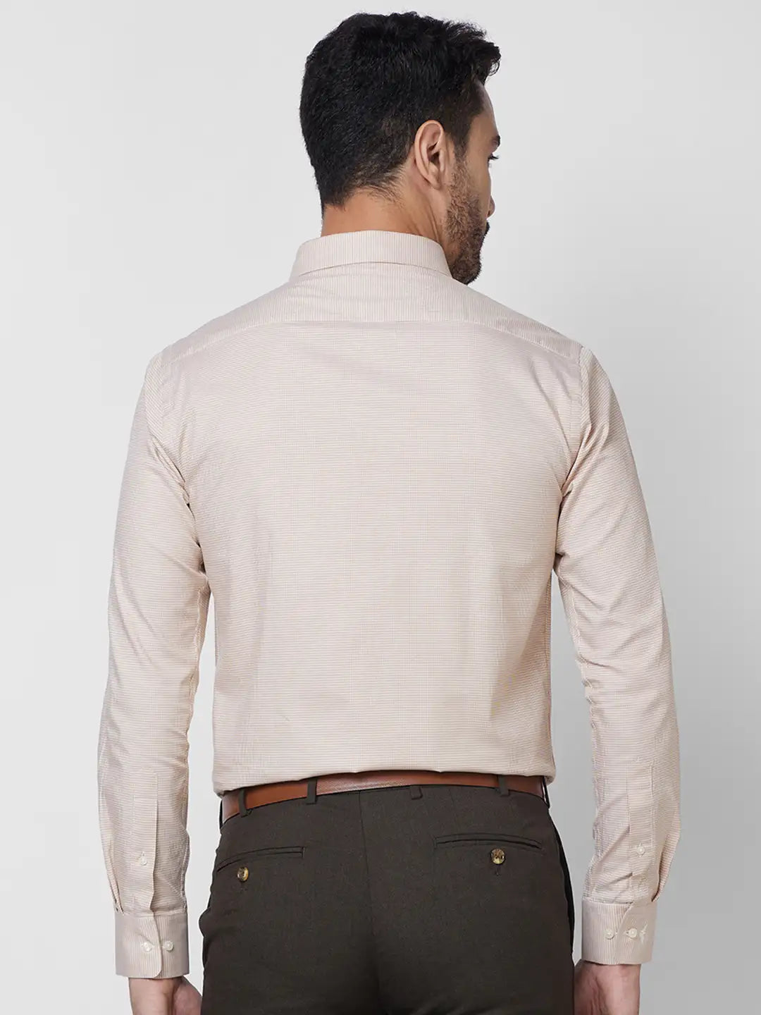 Park Avenue Men Grey Structure Slim Fit Cotton Shirt