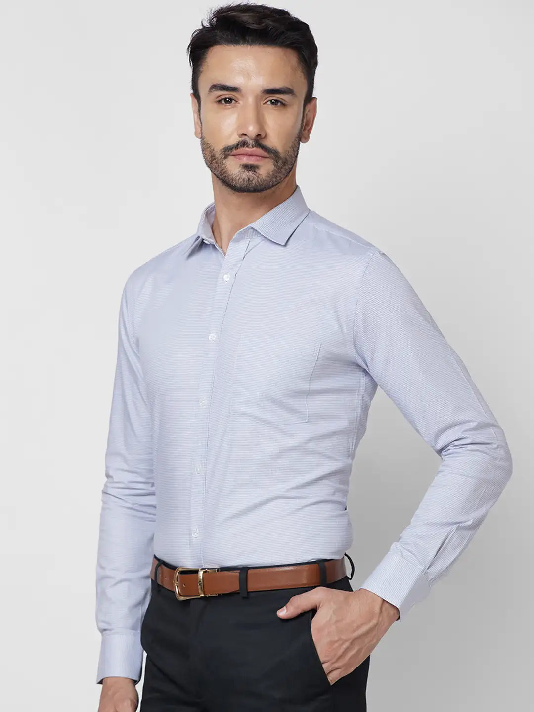 Park Avenue Men Blue Structure Slim Fit Cotton Shirt