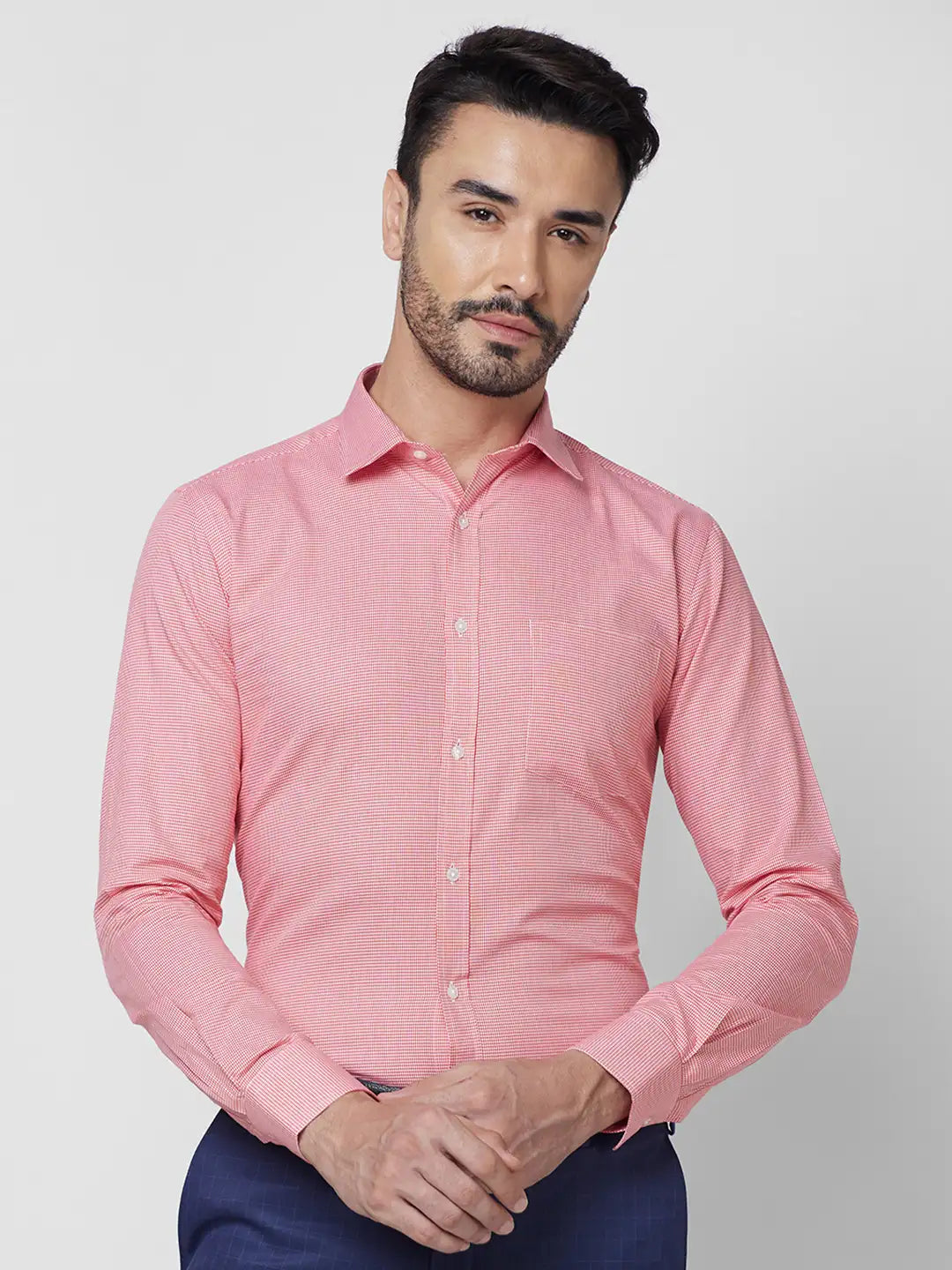 Park Avenue Men Blue Solid Slim Fit Cotton Shirt