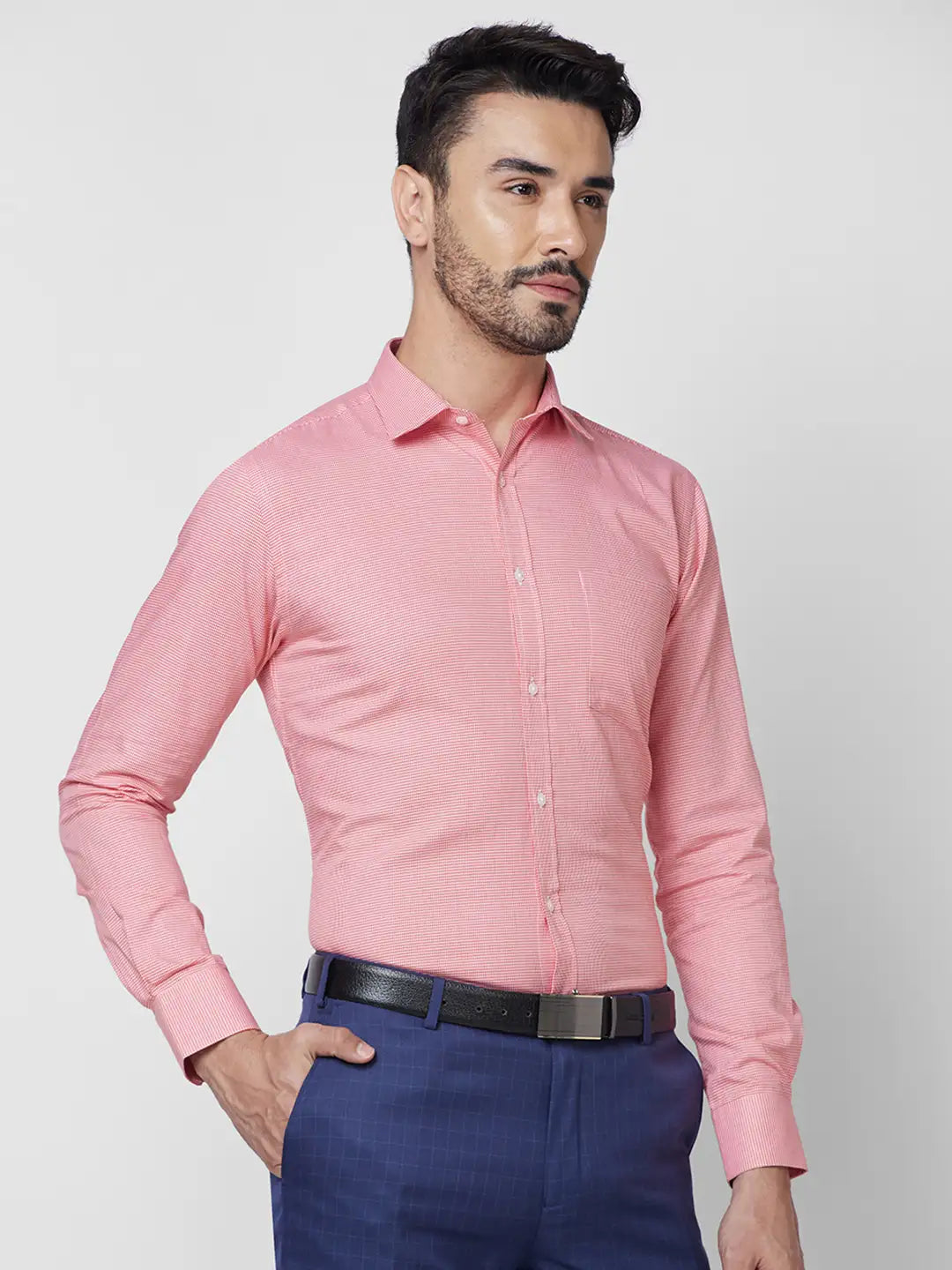 Park Avenue Men Blue Solid Slim Fit Cotton Shirt