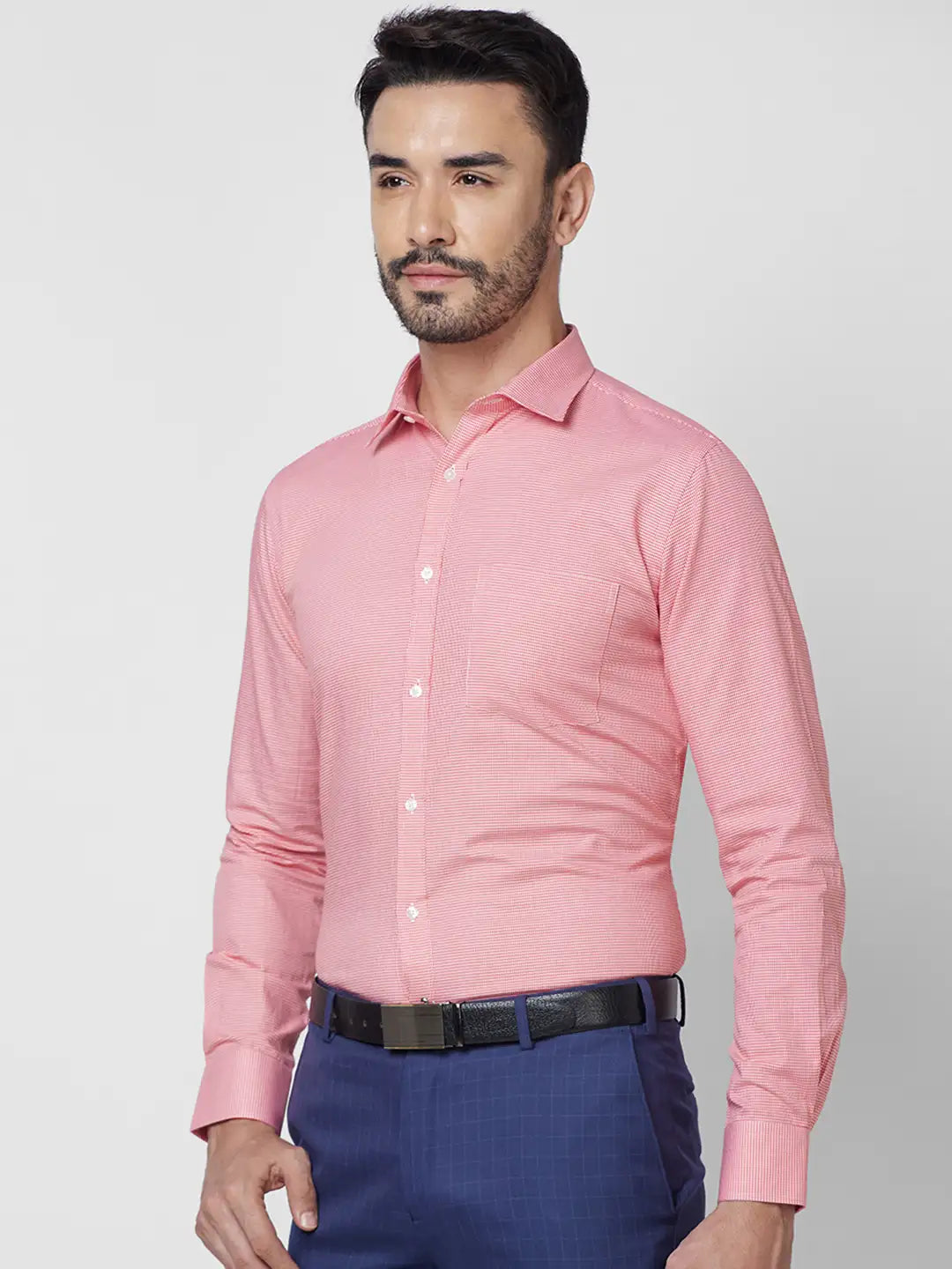 Park Avenue Men Blue Solid Slim Fit Cotton Shirt