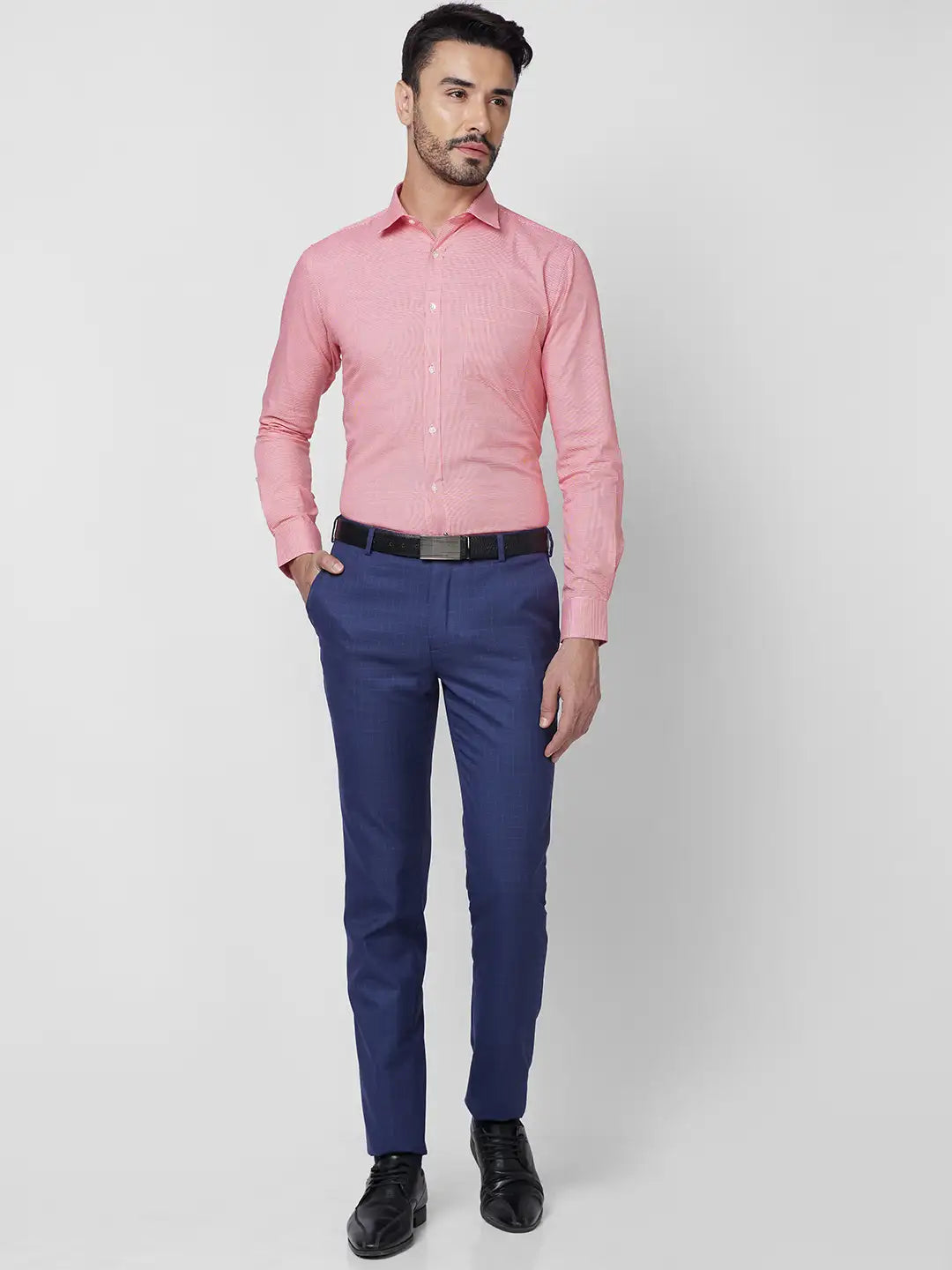 Park Avenue Men Blue Solid Slim Fit Cotton Shirt