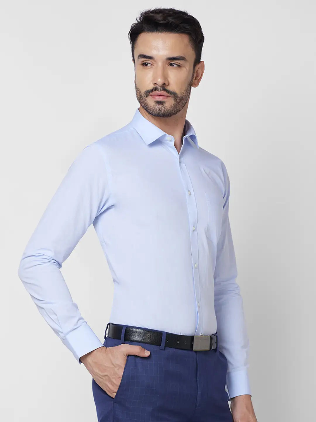 Park Avenue Men Blue Solid Slim Fit Cotton Shirt – MyRaymond
