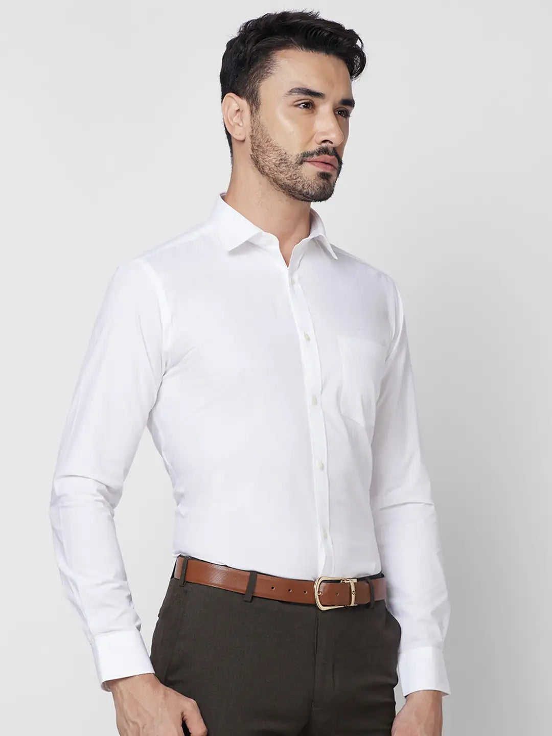 Park Avenue Men Blue Solid Slim Fit Cotton Blend Shirt