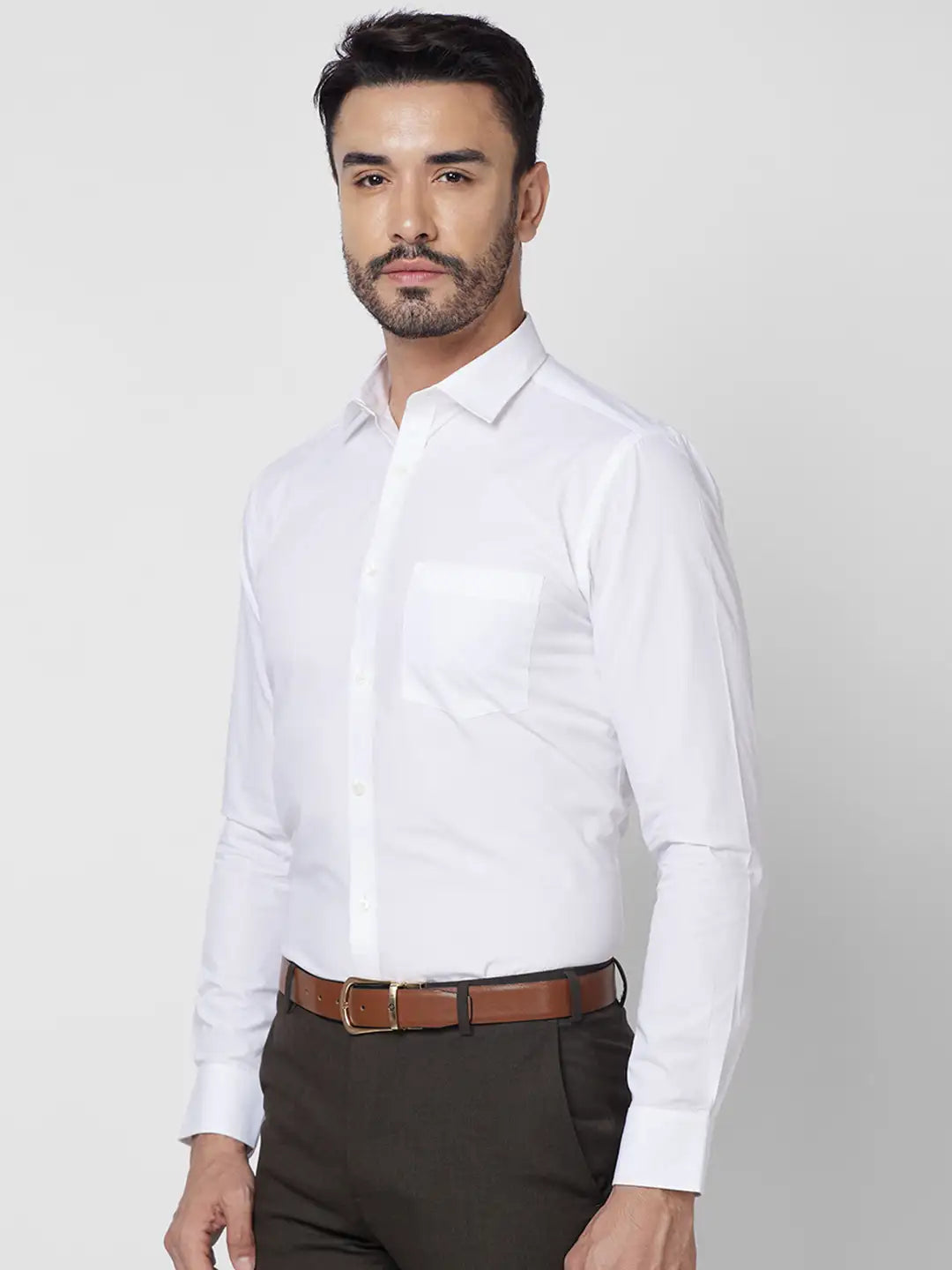 Park Avenue Men Blue Solid Slim Fit Cotton Blend Shirt