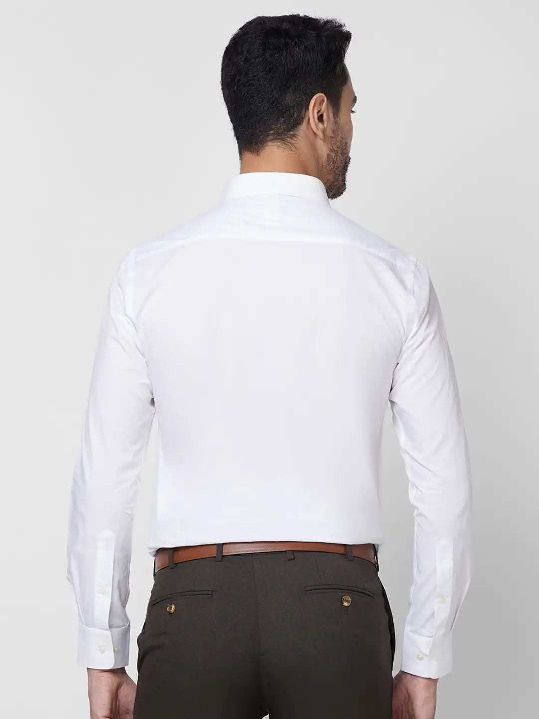 Park Avenue Men Blue Solid Slim Fit Cotton Blend Shirt