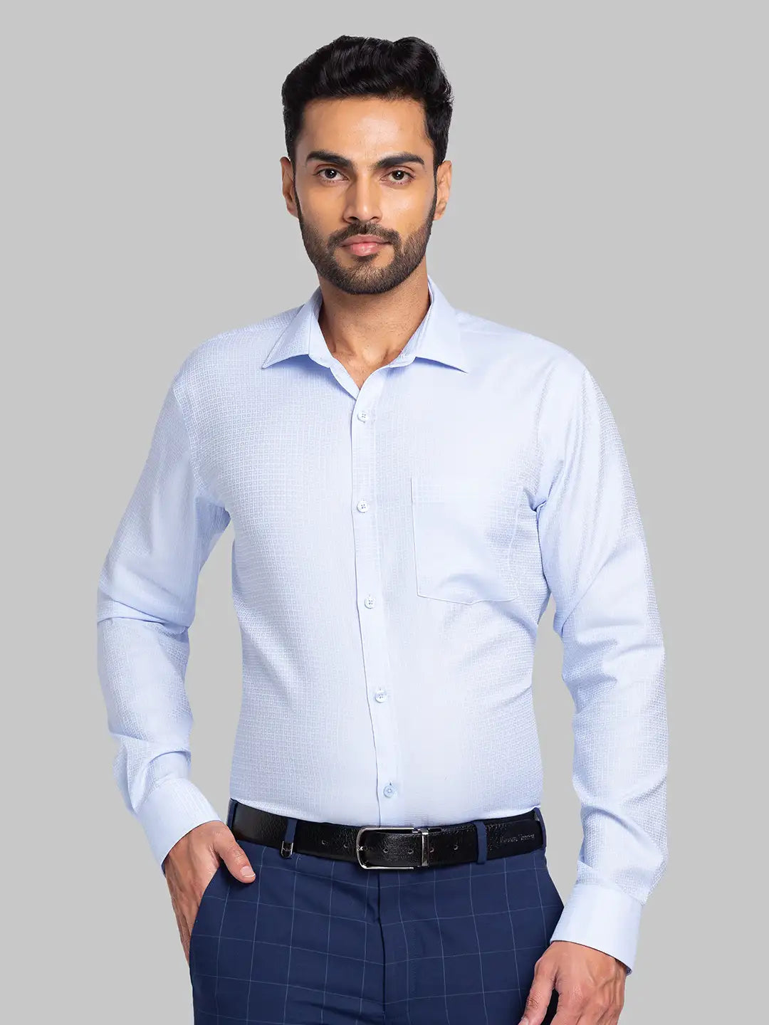 Men Violet Slim Fit Structure Cotton Shirts