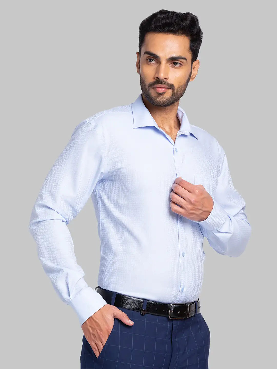 Men Violet Slim Fit Structure Cotton Shirts