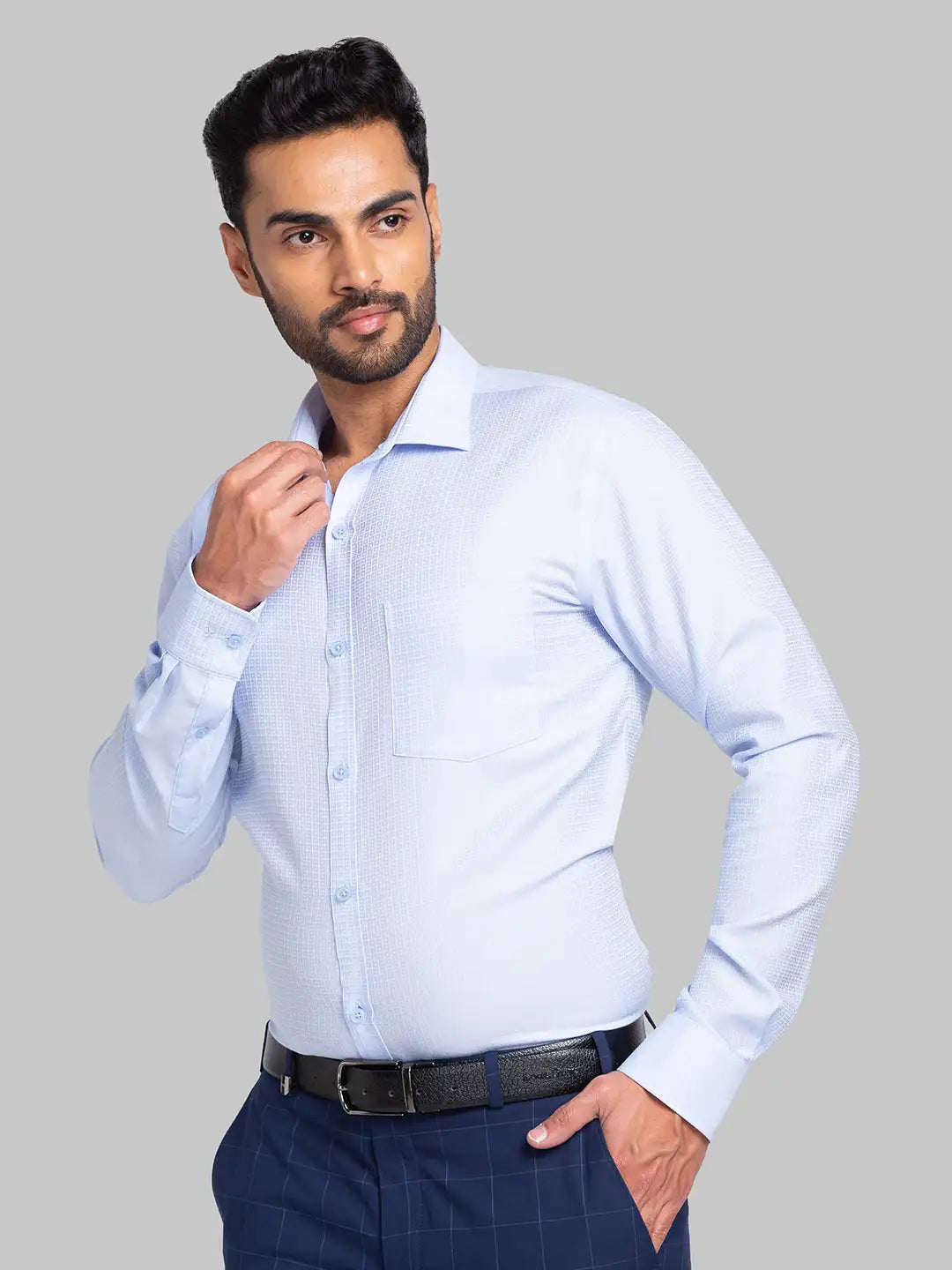 Men Violet Slim Fit Structure Cotton Shirts