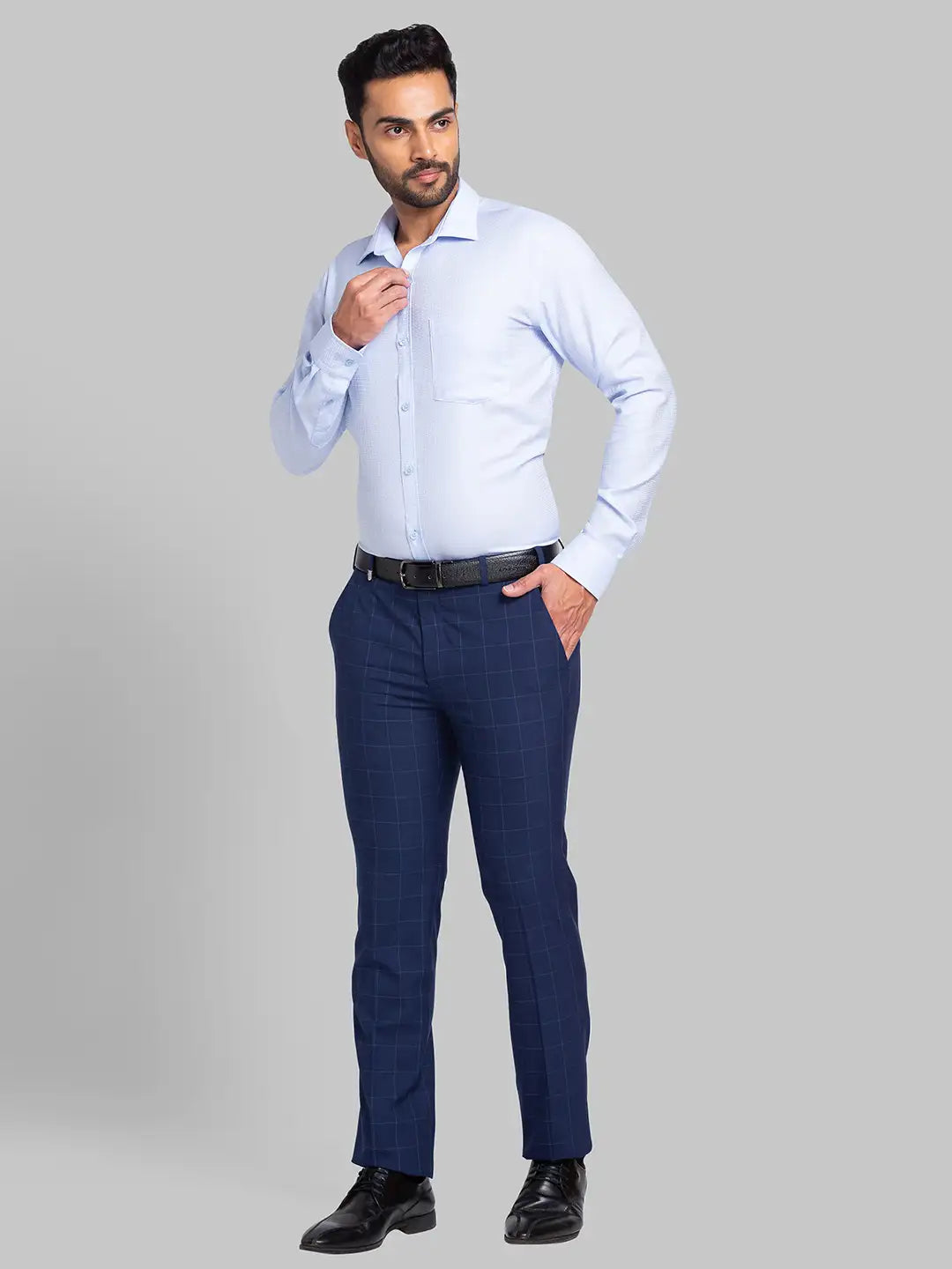 Men Violet Slim Fit Structure Cotton Shirts