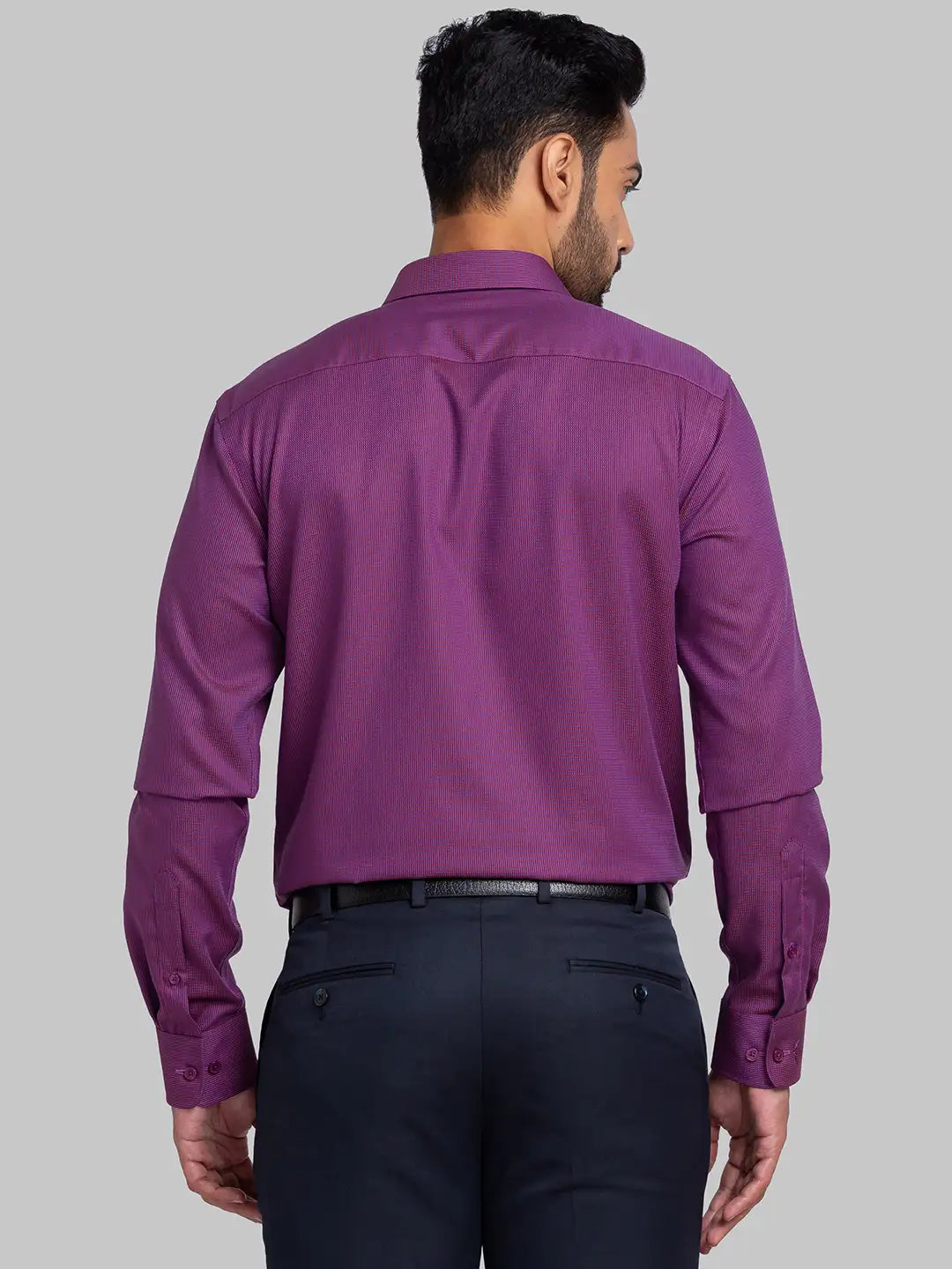Men Blue Slim Fit Structure Cotton Shirts