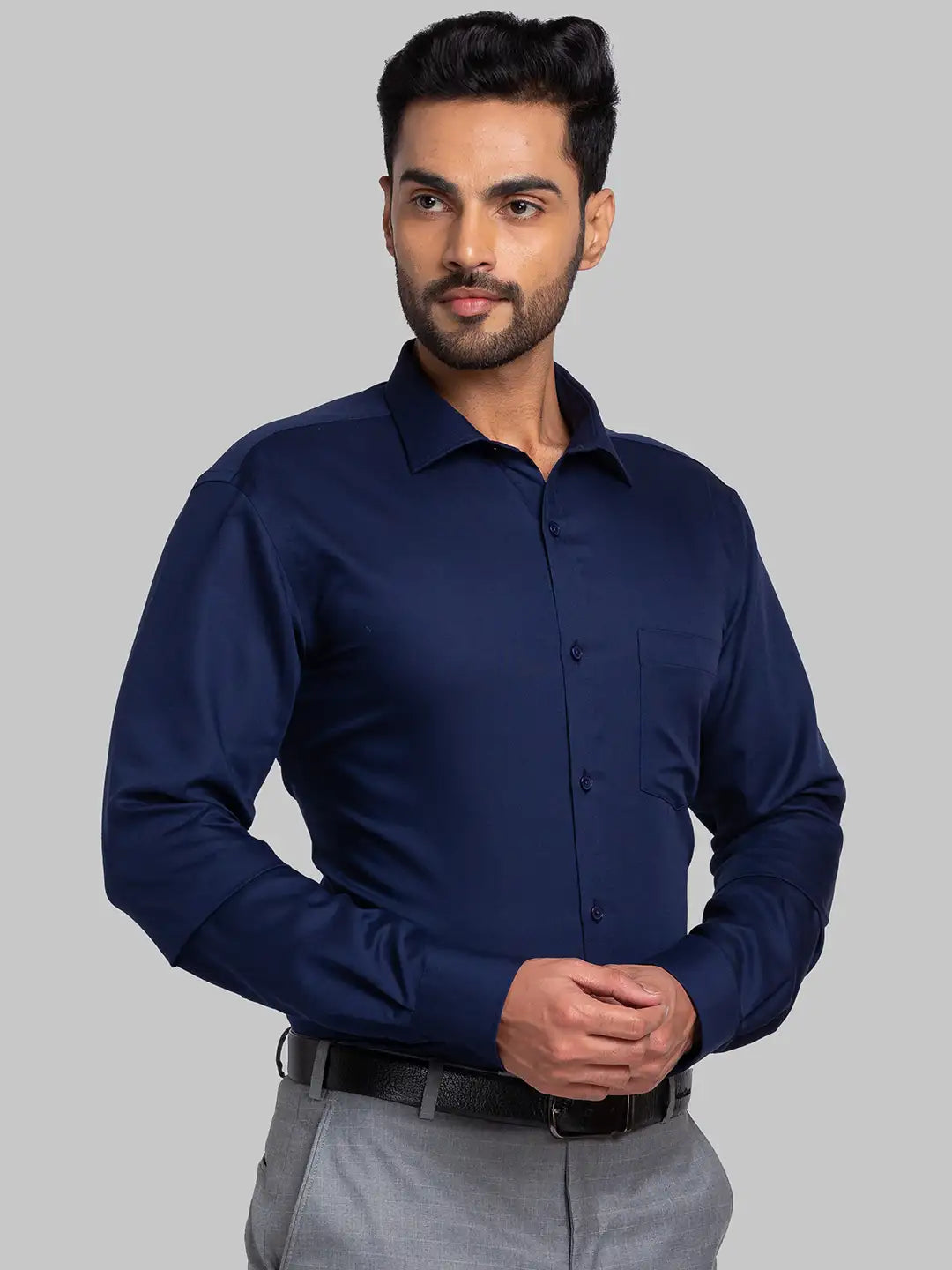 Men White Slim Fit Structure Cotton Shirts