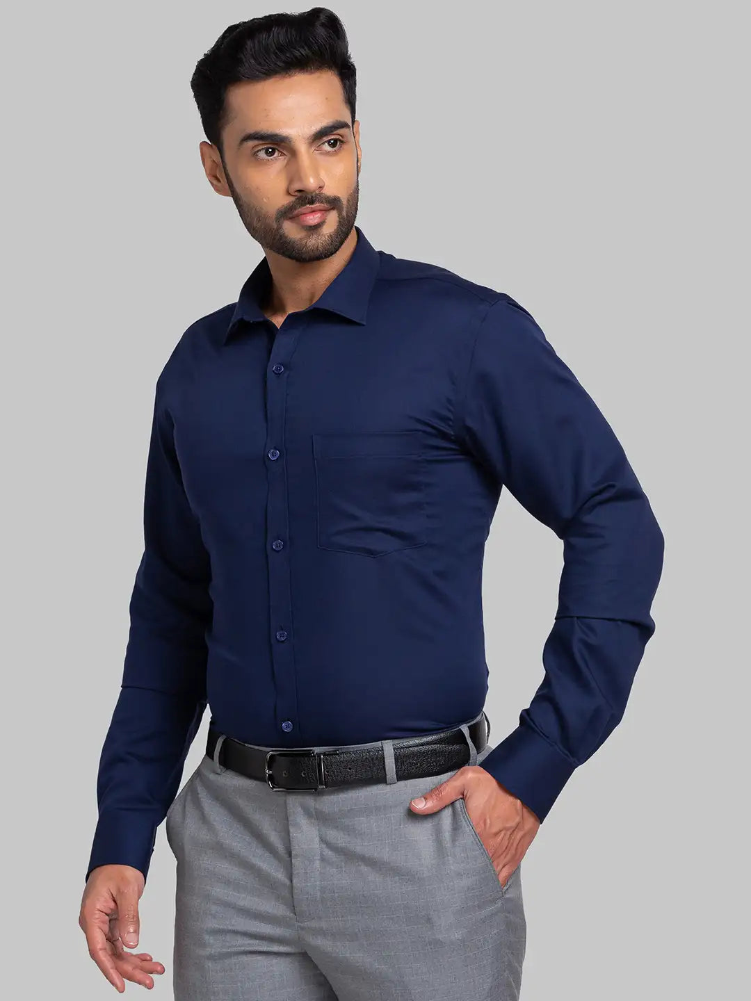 Men White Slim Fit Structure Cotton Shirts