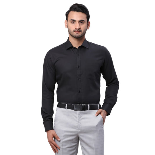 Park Avenue Men Blue Structure Slim Fit Cotton Cutaway Collar Shirt