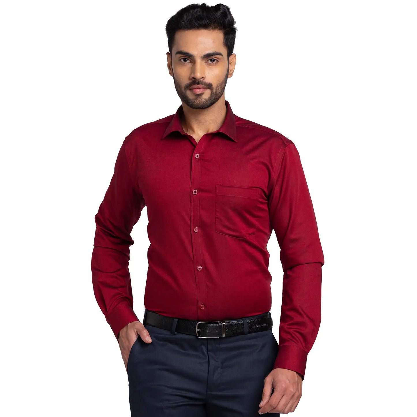 Park Avenue Men Violet Structure Slim Fit Cotton Cut Away Collar Shirt