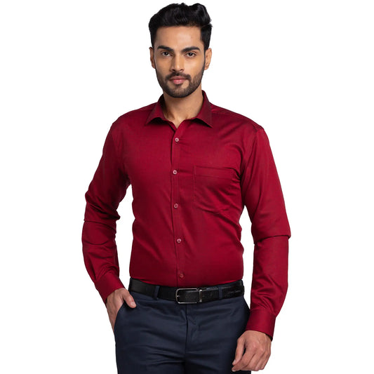 Park Avenue Men Violet Structure Slim Fit Cotton Cut Away Collar Shirt