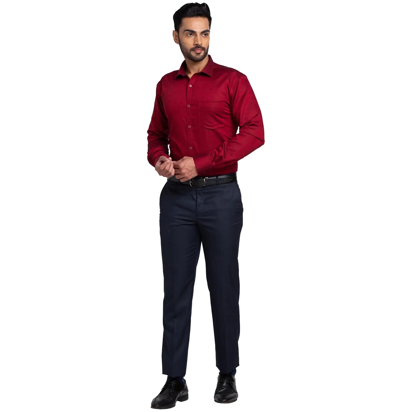 Park Avenue Men Violet Structure Slim Fit Cotton Cut Away Collar Shirt