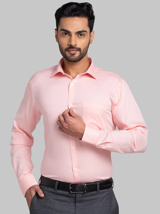 Men Yellow Slim Fit Solid  Cotton   Shirts