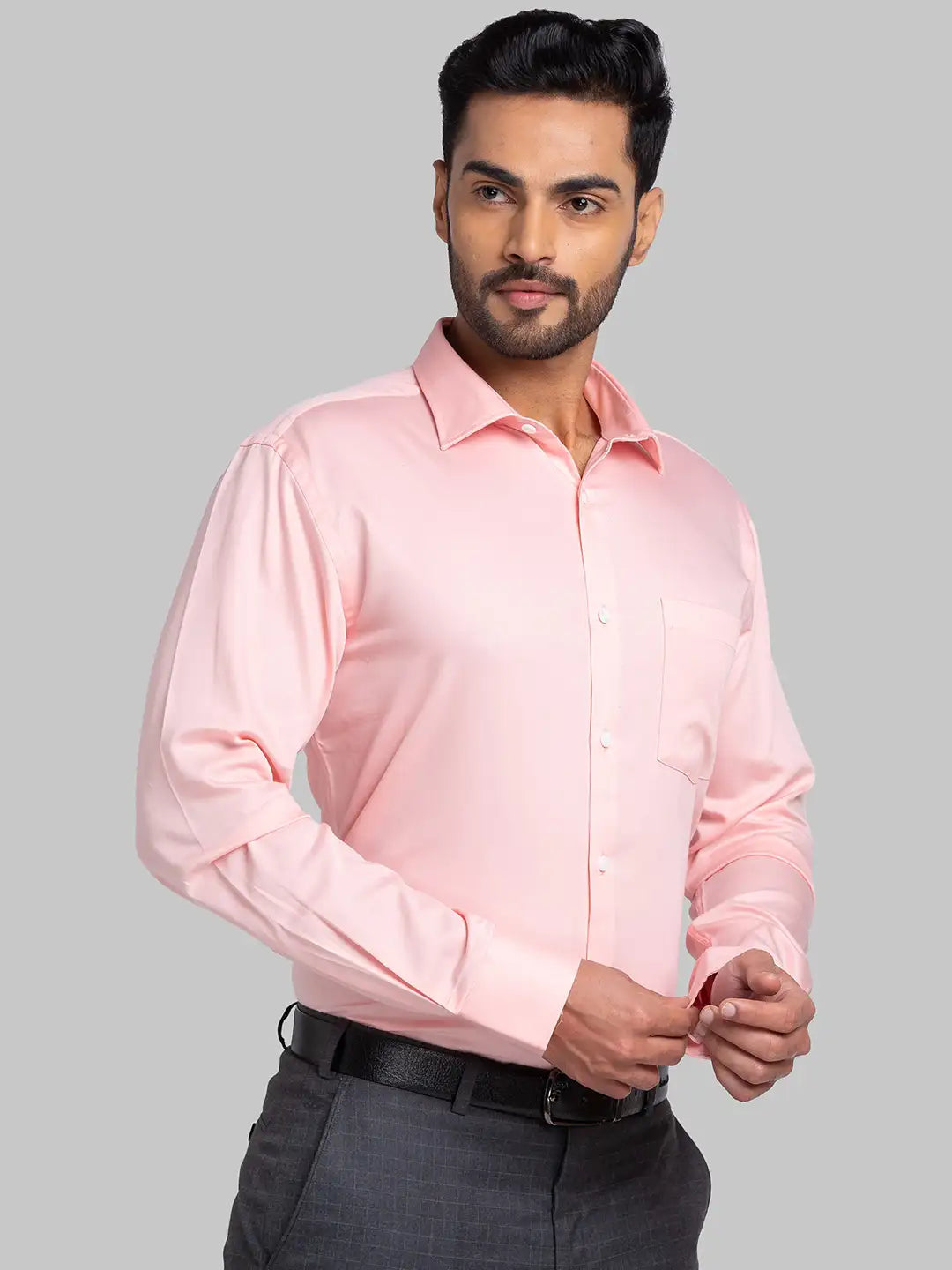 Men Yellow Slim Fit Solid  Cotton   Shirts