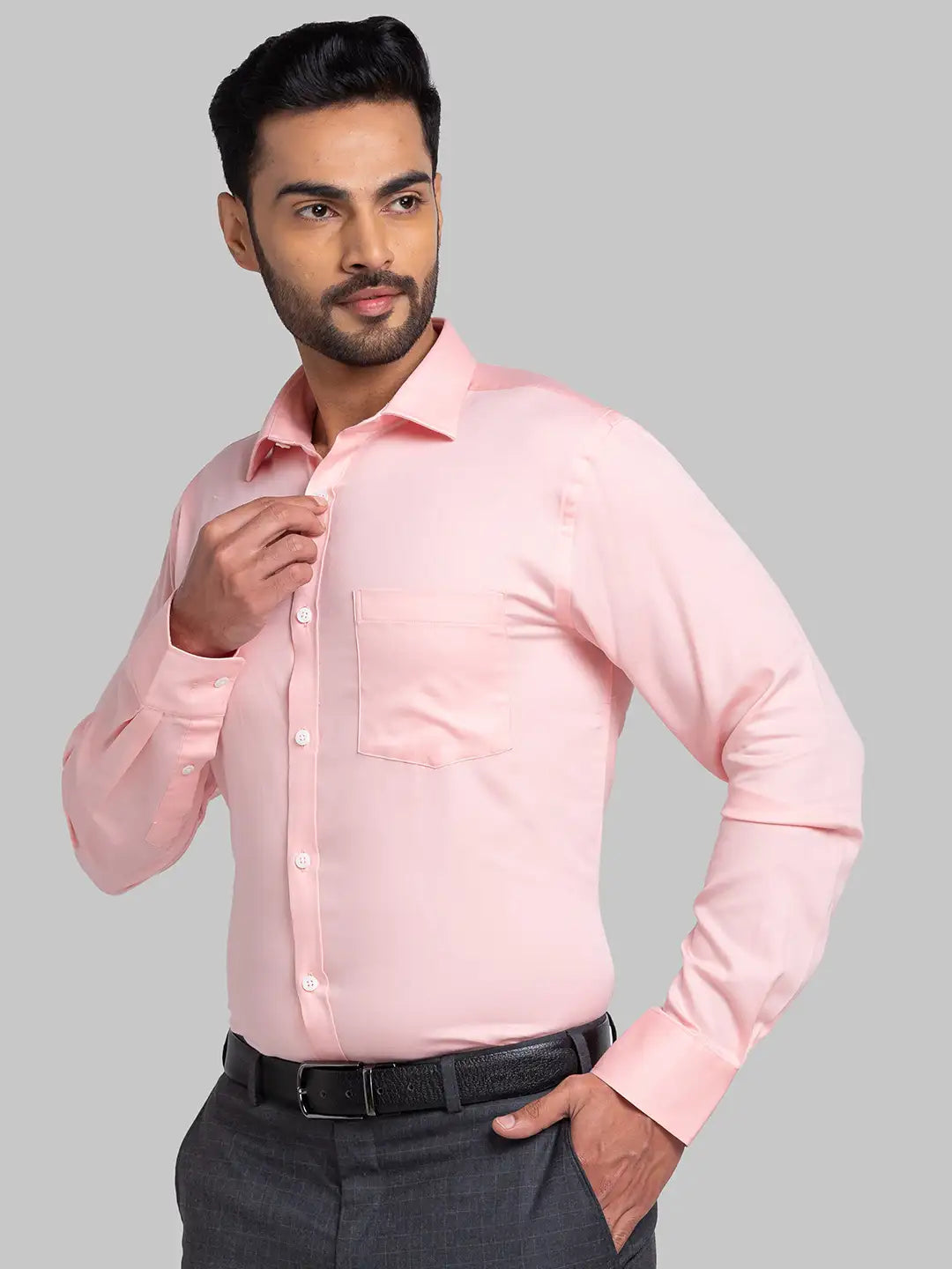 Men Yellow Slim Fit Solid  Cotton   Shirts